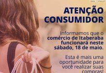 Comercio de Itaberaba vai funcionar normalmente neste sábado (18), Feriado da Paróquia
