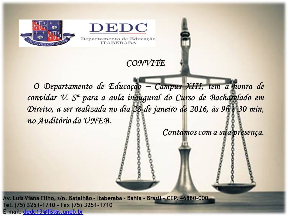 Curso de Direito realiza aula inaugural no Campus da UNEB em Iaberaba