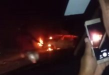 Carro pega fogo após acidente na BA-233 entre Ipirá e Itaberaba