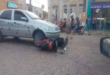 Homem fica ferido em acidente de transito no centro de Ipirá