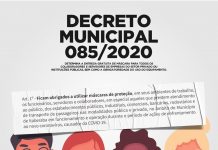 Prefeitura decreta a obrigatoriedade do uso de mascara em Itaberaba