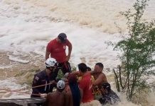 Homem é resgatado por Bombeiros, após cair de barragem, em Itaberaba