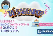 Itaberaba começa vacinar crianças de 3 a 5 anos contra a Covid-19
