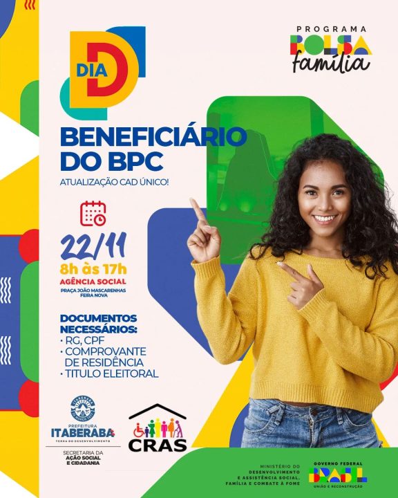 Itaberaba realiza #DiaD para atualização cadastral de beneficiários do BPC e CADÚnico Itaberaba realiza #DiaD para atualização cadastral de beneficiários do BPC e CADÚnico