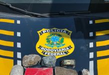 PRF apreende tabletes de maconha dentro de mochila durante abordagem a ônibus em Feira de Santana