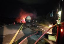 Equipes do 7° BBM retiram corpo carbonizado preso em ferragens e extinguem incêndio em caminhão tanque transportando GLP