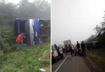 Oito pessoas ficam feridas após ônibus tombar em rodovia do sudoeste da Bahia