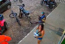 Câmera de segurança flagra momento em que mulher furta e rasga bandeira de Israel em agência de turismo na Bahia