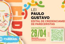 Estão abertas as inscrições para credenciamento de pareceristas para a execução da Lei Paulo Gustavo em Itaberaba