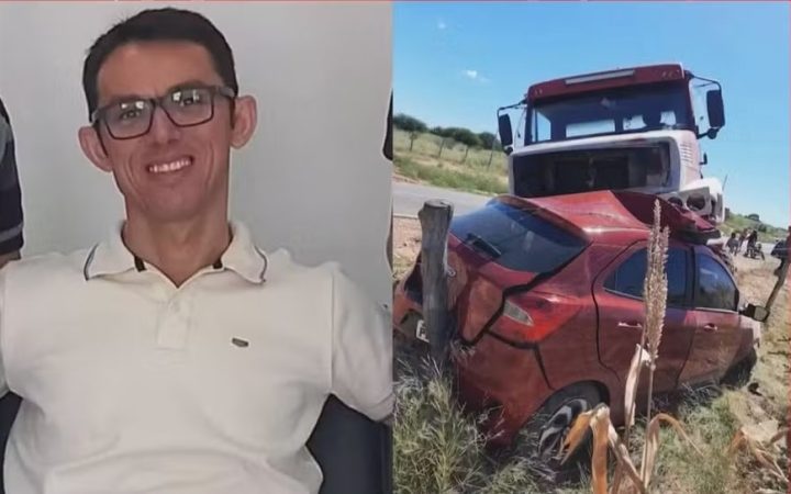 Professor morre após carro bater de frente com caminhão Professor morre após carro bater de frente com caminhão
