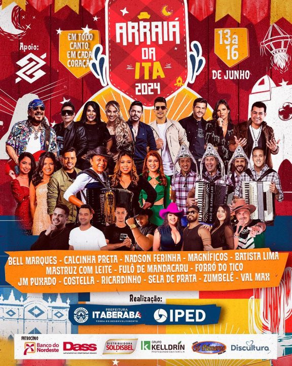 Confira todas as atrações do São João de Itaberaba 2024