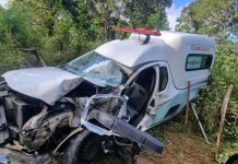 Motorista de ambulância morre após batida com caminhão