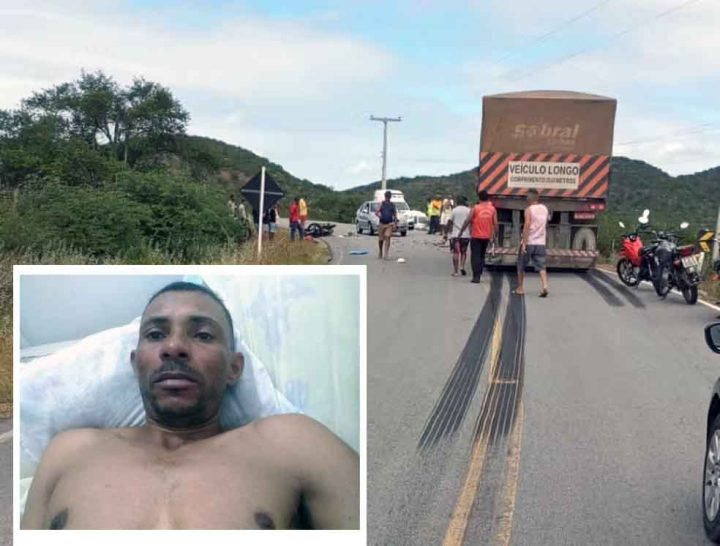 Homem morre após motocicleta bater de frente com caminhão