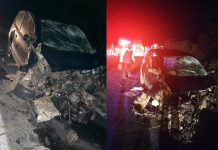 Duas pessoas morrem e outras quatro ficam feridas após acidente com carros e caminhões em Ipirá Um dos carros ficou destruído após colisão em Ipirá