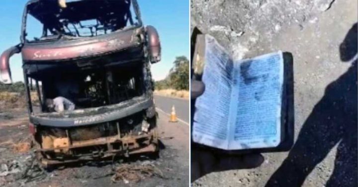 Bíblia é encontrada intacta após incêndio que destruiu ônibus