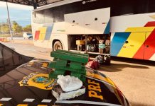 PRF apreende drogas em encomenda e caixa de som em ônibus na BR-242