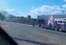 Motociclista bêbado se envolve em acidente com ônibus da cantora Márcia Felipe