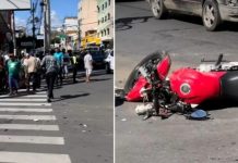Motociclista é socorrido após colisão violenta no centro de Jequié