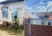 Bombeiros combatem incêndio em residencia em Itaberaba