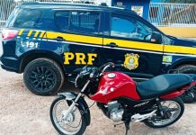 Em Itatim, PRF recupera motocicleta roubada