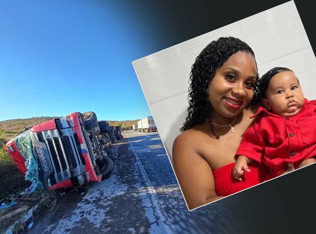 Mãe e bebê morreram em acidente com carreta na Bahia