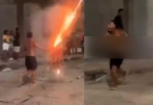 Jovem tem dedo amputado após artefato explodir na própria mão durante ‘guerra de espadas’ Jovem tem dedo amputado após artefato explodir na própria mão durante 'guerra de espadas'