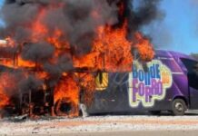 Ônibus de banda de forró pega fogo e fica completamente destruído Ônibus do Bonde do Forró pega fogo em rodovia de Minas Gerais