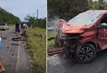 Acidente entre carro e sete motos deixa duas pessoas mortas e oito feridas