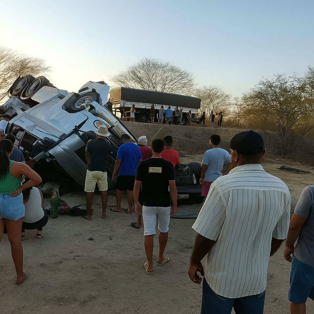 Menino de 2 anos morre e três pessoas da mesma família ficam feridas após carreta tombar na Bahia