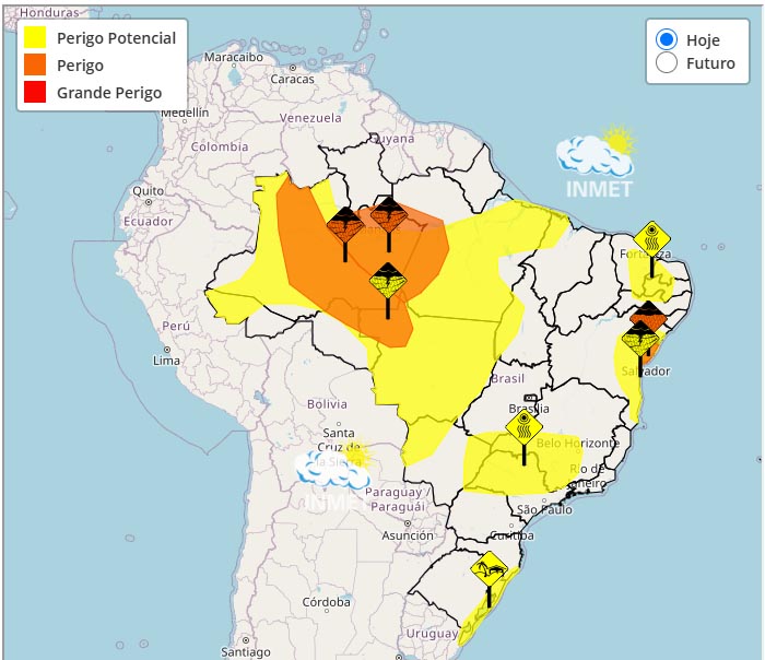 O Instituto Nacional de Meteorologia (Inmet) emitiu um alerta de chuvas intensas para 263 cidades baianas.