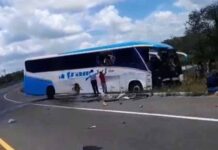Acidente entre ônibus da Emtram e caminhão deixa dois mortos na BR-324