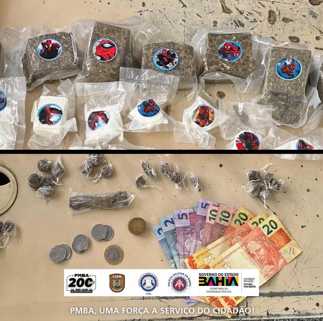 CIPE Chapada prende suspeito de tráfico de drogas durante patrulhamento em Ruy Barbosa