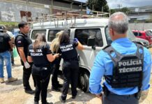 Policia carro utilizado pelos técnicos de internet assassinados em Salvador