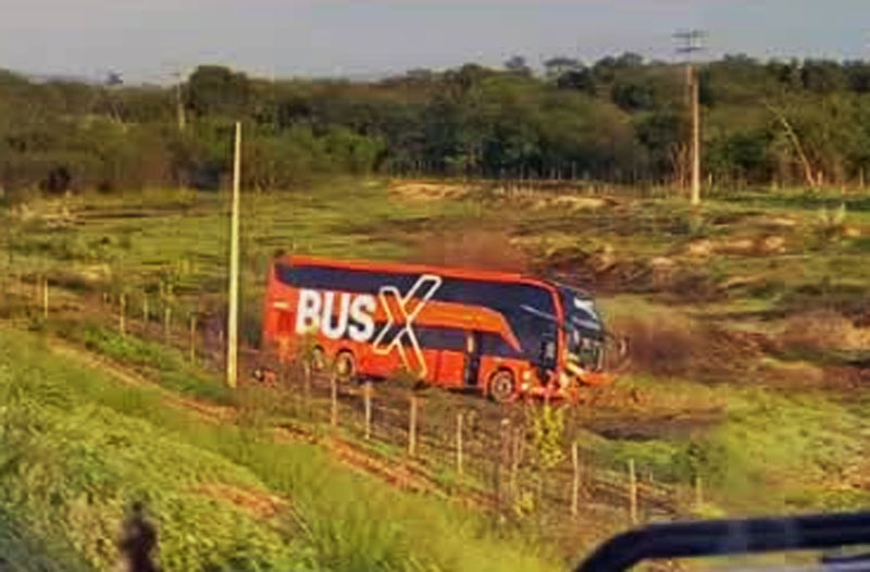 Ônibus cai em ribanceira e deixa três pessoas feridas na BR-242