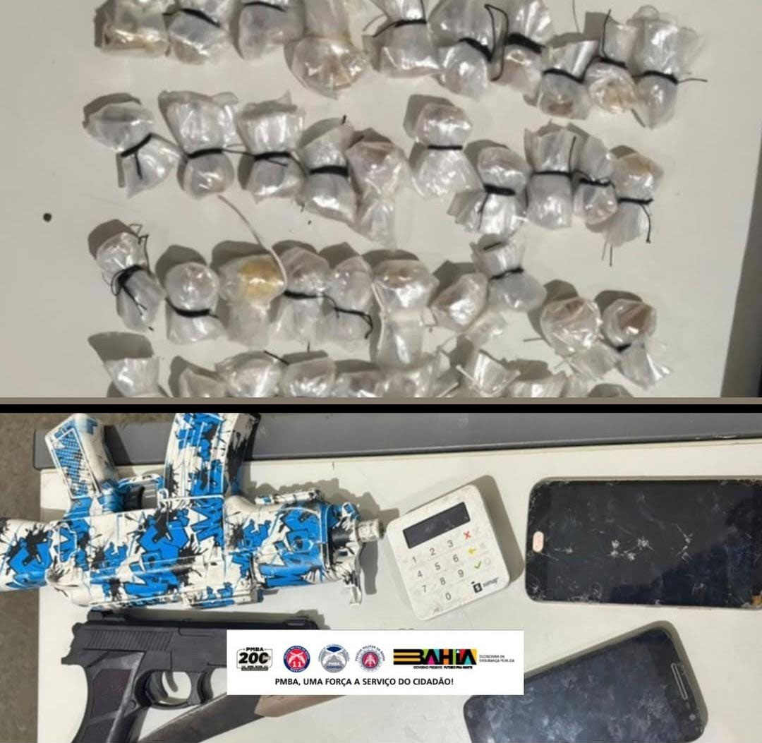 Mulher é detida com drogas e simulacros de arma no Bairro Caitutu em Itaberaba