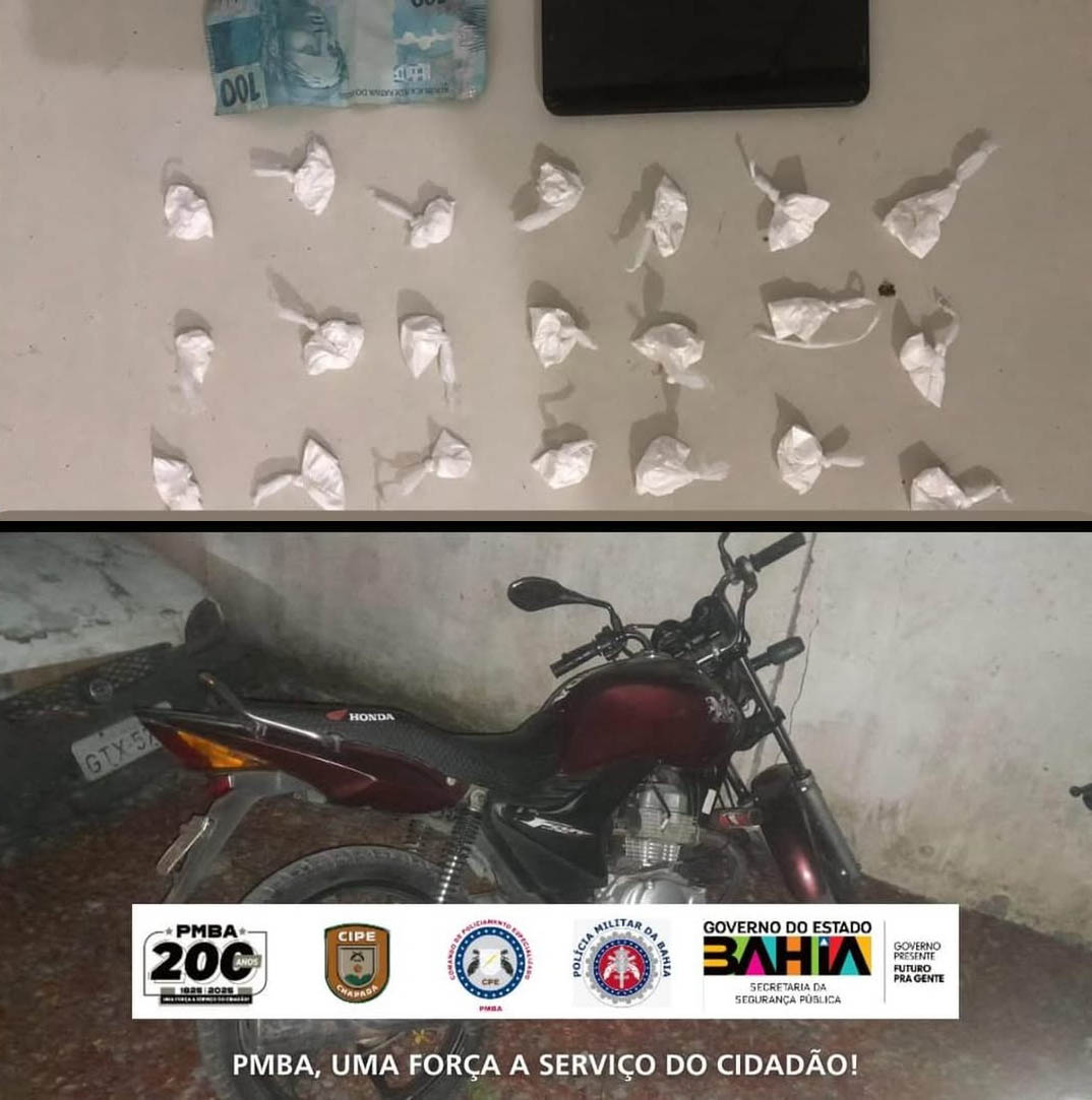 Cipe Chapada apreende drogas, motocicleta e celular durante Operação Força Total em Ruy Barbosa