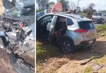 Quatro pessoas ficam feridas após batida entre carros na BR-116 Quatro pessoas ficam feridas após batida entre carros na BR-116