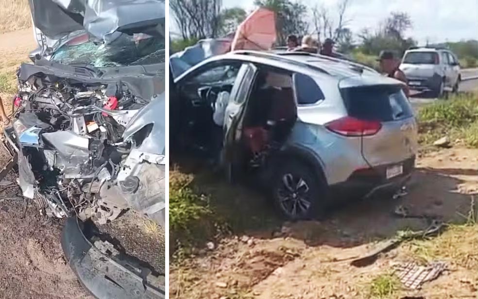 Quatro pessoas ficam feridas após batida entre carros na BR-116