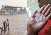 Chuva de granizo e fortes ventos atinge região de Ipirá Estrutura de posto de combustíveis desaba após forte chuva em Ipirá