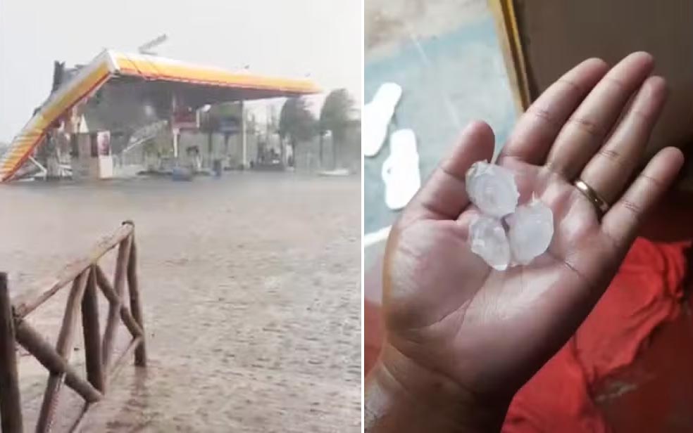 Estrutura de posto de combustíveis desaba após forte chuva em Ipirá