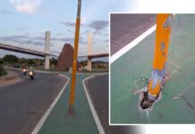 Poste de iluminação danificado ameaça cair e preocupa moradores na entrada de Itaberaba Poste de iluminação danificado ameaça cair e preocupa moradores na entrada de Itaberaba