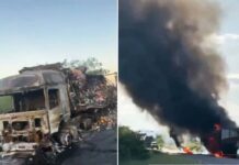 Carreta pega fogo na BR-242 na região de Itaberaba Carreta pega fogo na BR-242 na região de Itaberaba