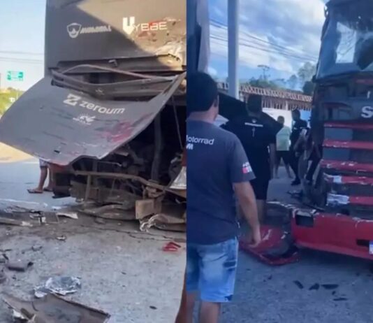 Ônibus do cantor Manim Vaqueiro se envolve em acidente na BR-101 Ônibus do cantor Manim Vaqueiro se envolve em acidente na BR-101