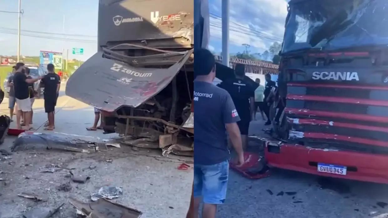 Ônibus do cantor Manim Vaqueiro se envolve em acidente na BR-101