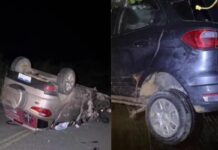 Cantor de seresta fica ferido e motorista morre após carros baterem de frente e capotarem Cantor de seresta fica ferido e motorista morre após carros baterem de frente e capotarem