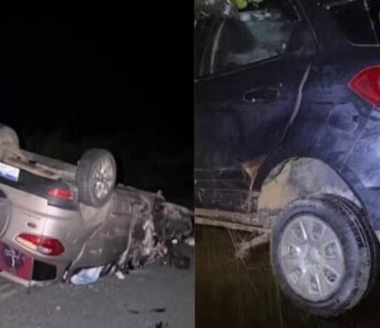 Cantor de seresta fica ferido e motorista morre após carros baterem de frente e capotarem Cantor de seresta fica ferido e motorista morre após carros baterem de frente e capotarem
