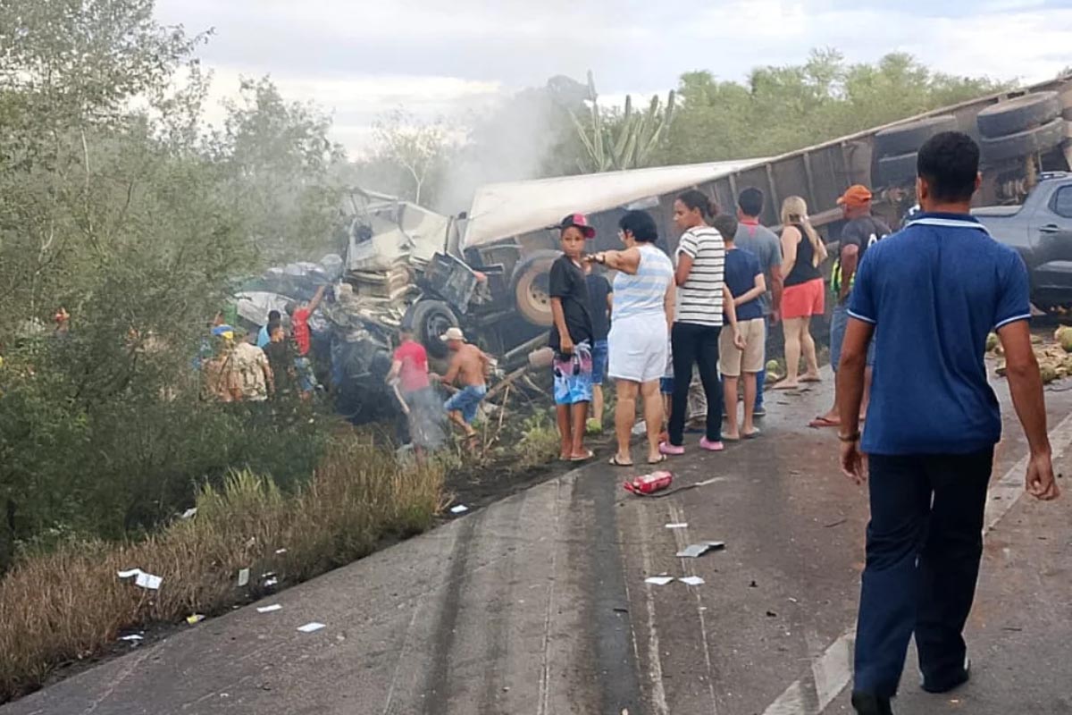 Colisão entre van e caminhão deixa oito mortos na BR-116
