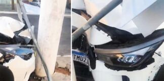Carro colide contra poste na Avenida Ruy Barbosa em Itaberaba Carro colide contra poste na Avenida Ruy Barbosa em Itaberaba