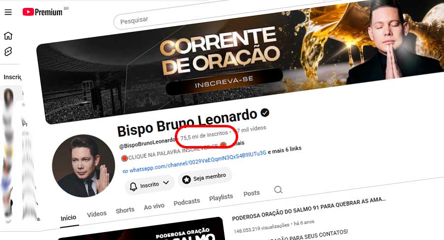Bruno Leonardo reúne mais de 75,5 milhões de inscritos no YouTube