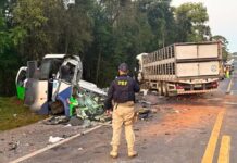 Acidente entre micro-ônibus e carreta deixa 23 mortos e cinco feridos Acidente entre micro-ônibus e carreta deixa 23 mortos e cinco feridos